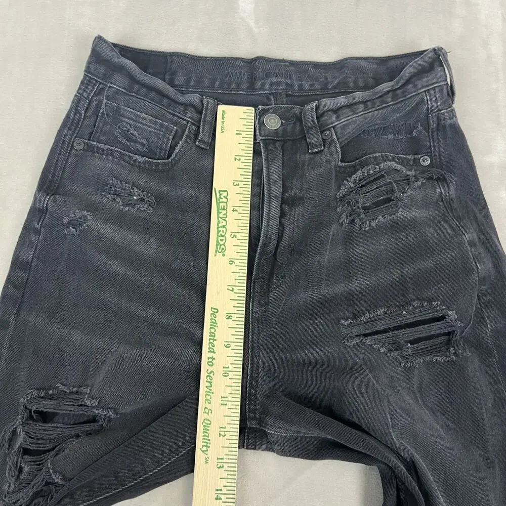 American Eagle Jeans Womens 6 Black Relaxed Mom‎ Distressed Baggy Grunge Skater